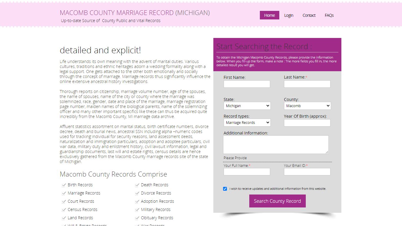 Public Marriage Records - Macomb County, Michigan